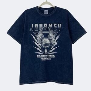 Colortone Navy Blue Acid Wash Journey Summer Stadium Tour 2024 Graphic Tee